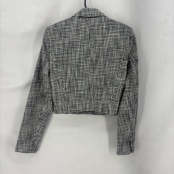 Abercrombie & Fitch Women’s XS A&F Black Houndstooth Cropped Tweed Blazer jacket - Picture 6 of 10